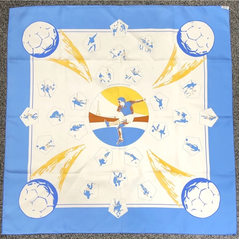 HERMES Limited Edition Rare Collectors Carre 90 “Vive Les Champions!” Silk Scarf - Picture 2 of 11